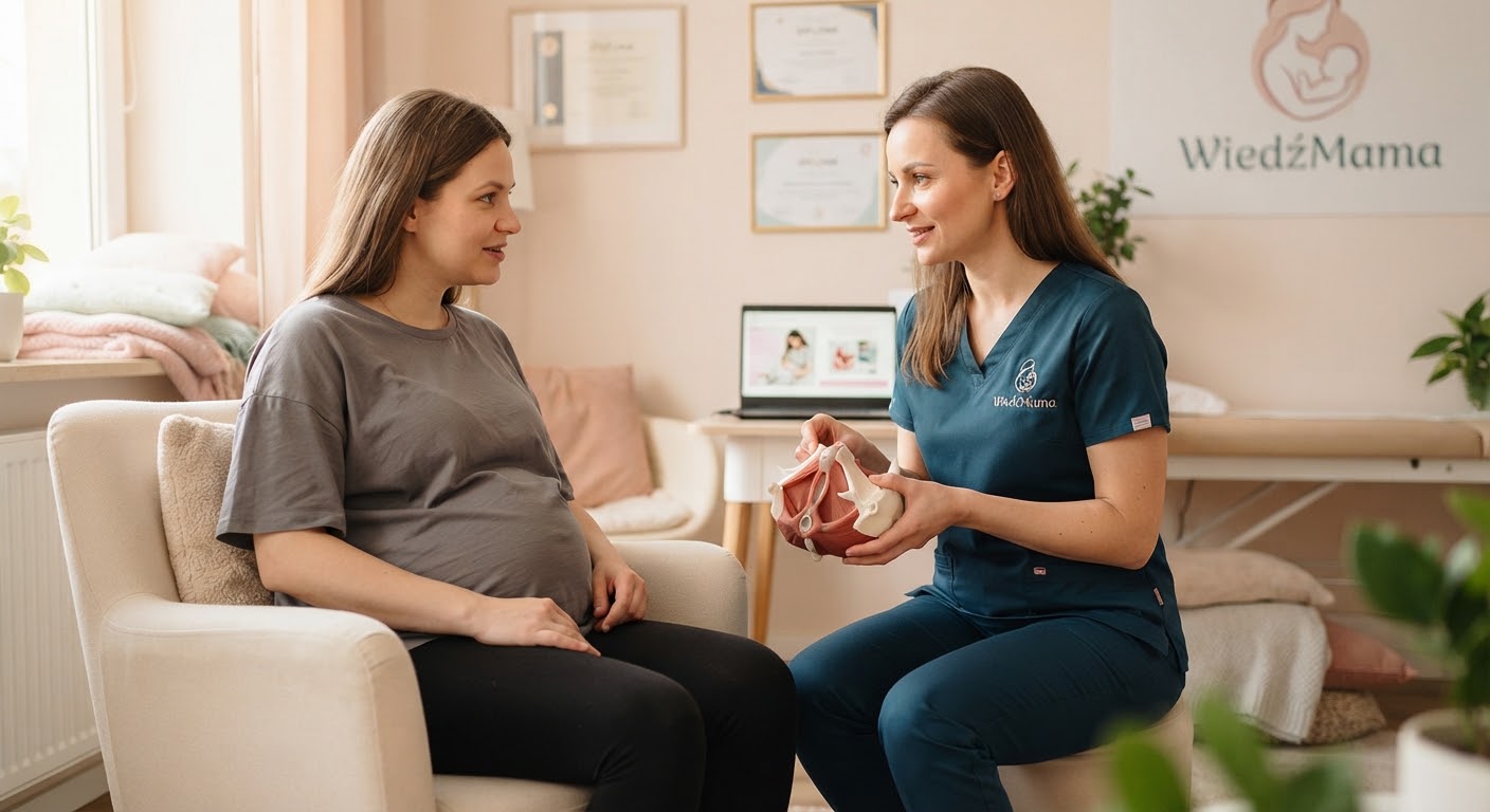 Ciepła i intymna konsultacja uroginekologiczna kobiety w ciąży i po porodzie w gabinecie WiedźMama